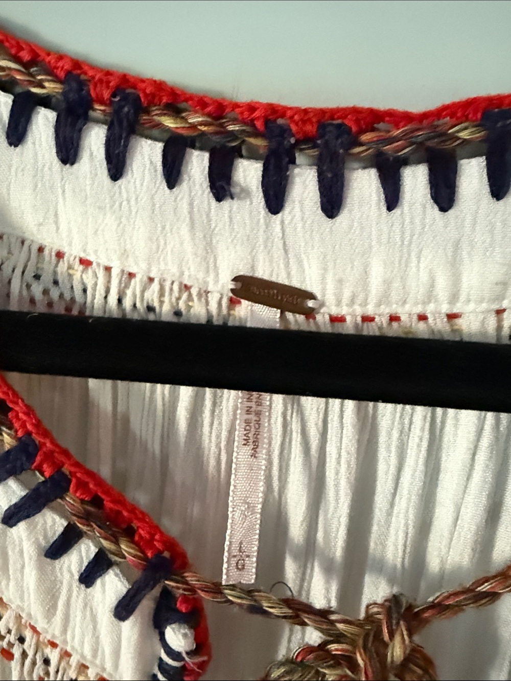 Free People White Maxi Dress with Red & Yellow Embroidery - Picture 2 of 8